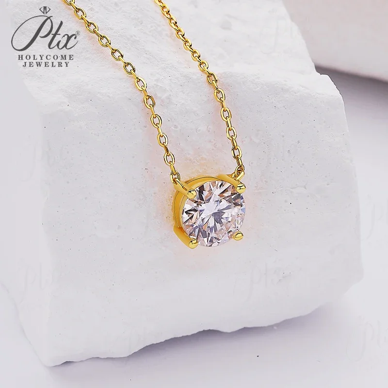 1-3CT مويسانيتي البريق قلادة مع D اللون VVS1 مويسانيتي مستدير S925 أبيض أصفر ارتفع الذهب امرأة المشاركة غرامة هدية #2