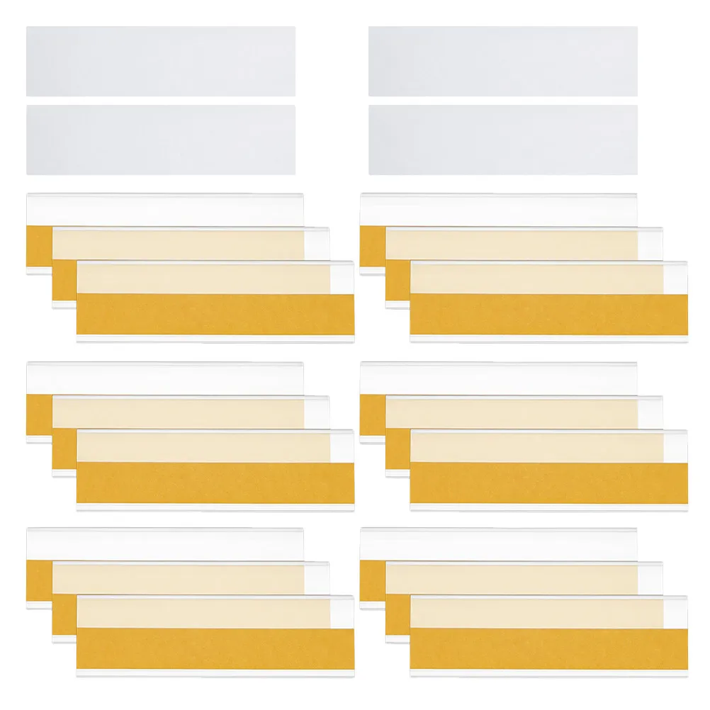

30Sets Transparent Self Adhesive Label Pockets Replaceable Insert Shelf Sign Holder for Bookstore Supermarket Office Desk