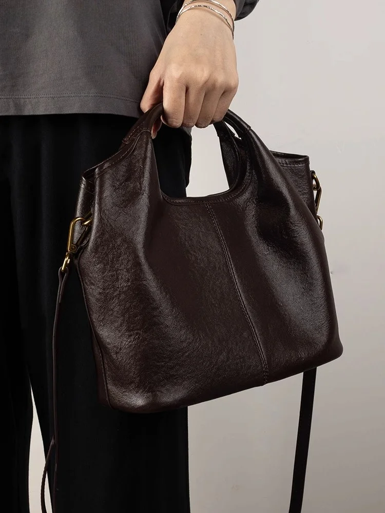 

Girlfeel Vintage Leather Handbag Top Layer Cowhide Large Capaci Tote Bag Crossbody Single oulder Bag Women's Purse