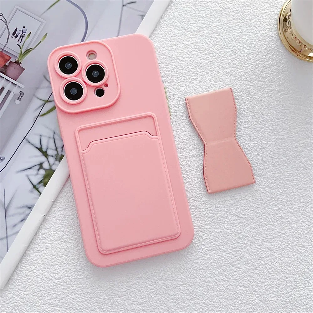 Card Slot Pocket Wallet Phone Case For OPPO Reno 14F 13F 11F 13 14 Pro A54 A55 A36 A76 A17 A198 A58 A38  Soft Shell With Bracket