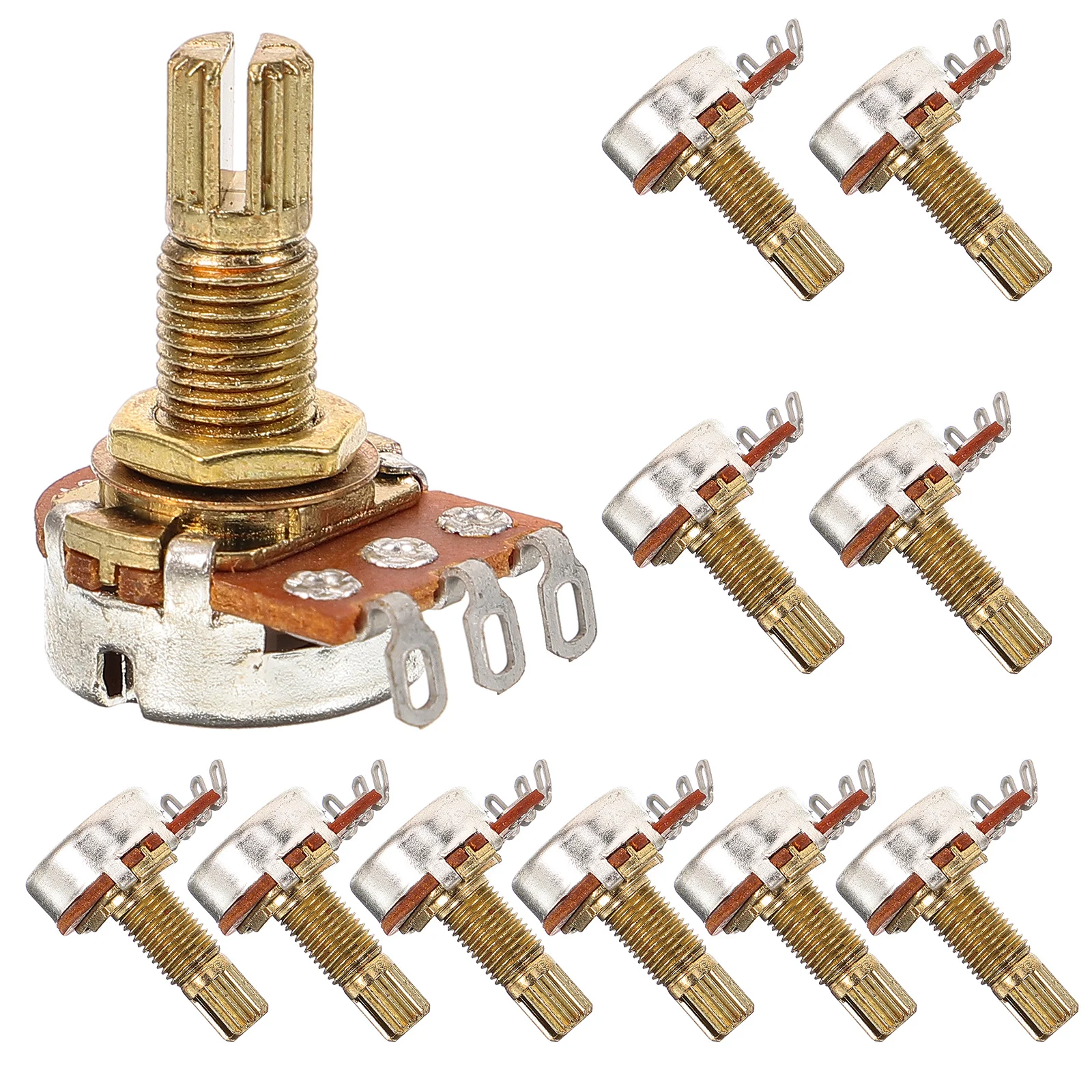 

10Pcs Guitar Potentiometer 250k Metal Audio Pot Short Split Shaft for Guitar Volume Control Replacement Pots for Guitars