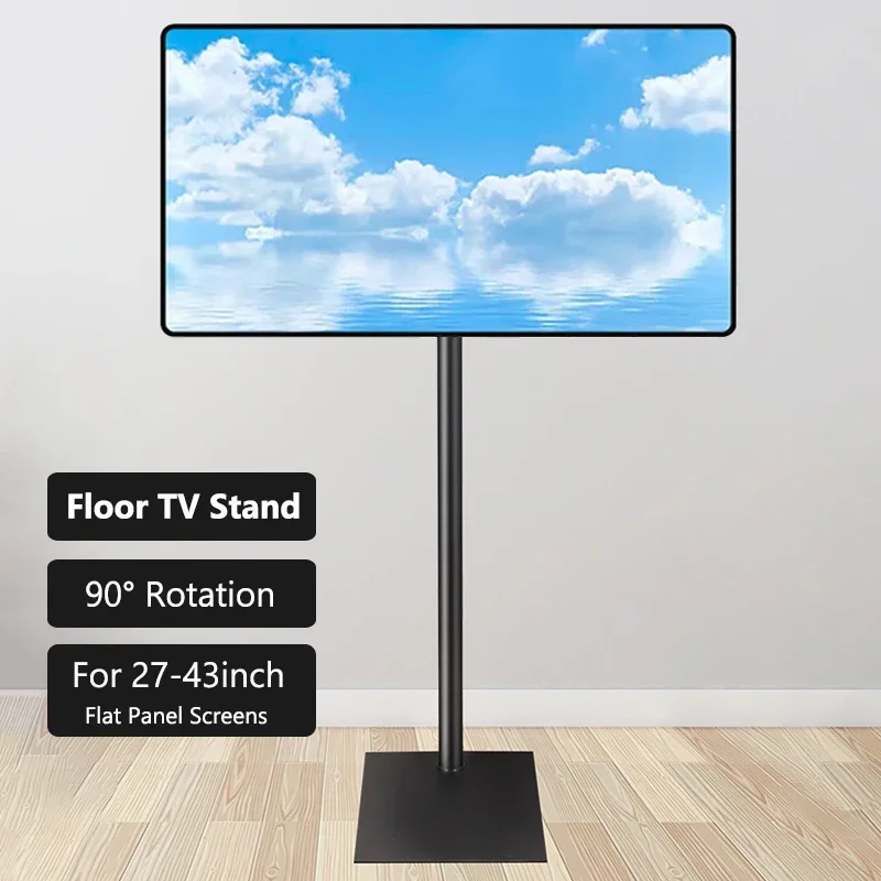 Universal Floor TV Stand with Base Mobile TV Mount Bracket Height Adjustable 90° Rotation TV Stand for 27-43