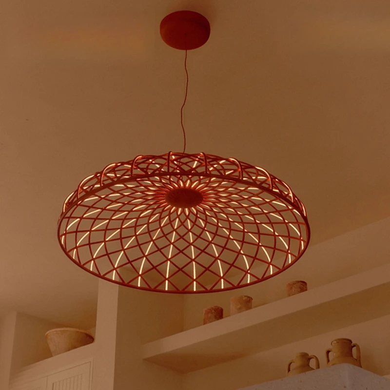 

Italian simple living room dining room woven rope dimming chandelier designer model room exhibition hall