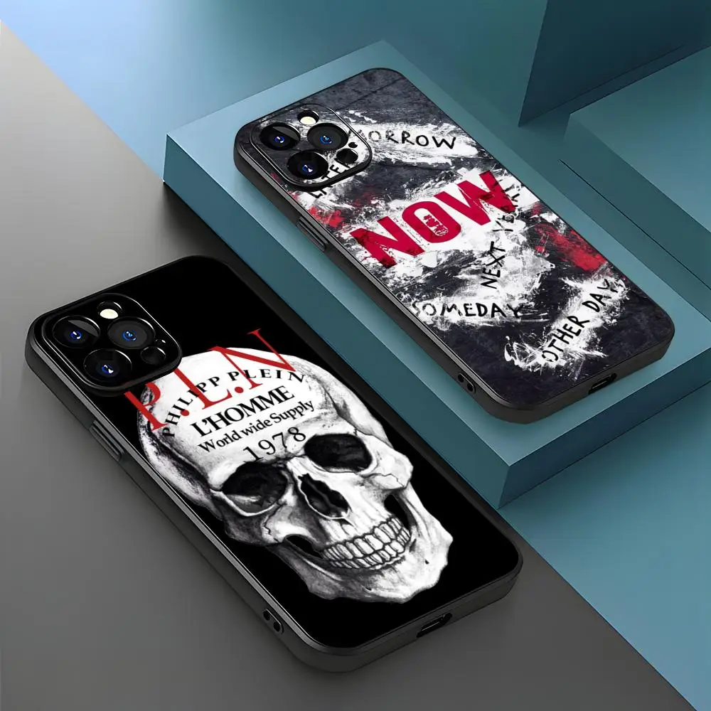 H-Horror S-Skull QP Phone Case For iPhone 16 15 14 13 12 11 X XR XS XSMAX 8 Plus Mini Pro Max Soft Black Phone Cover