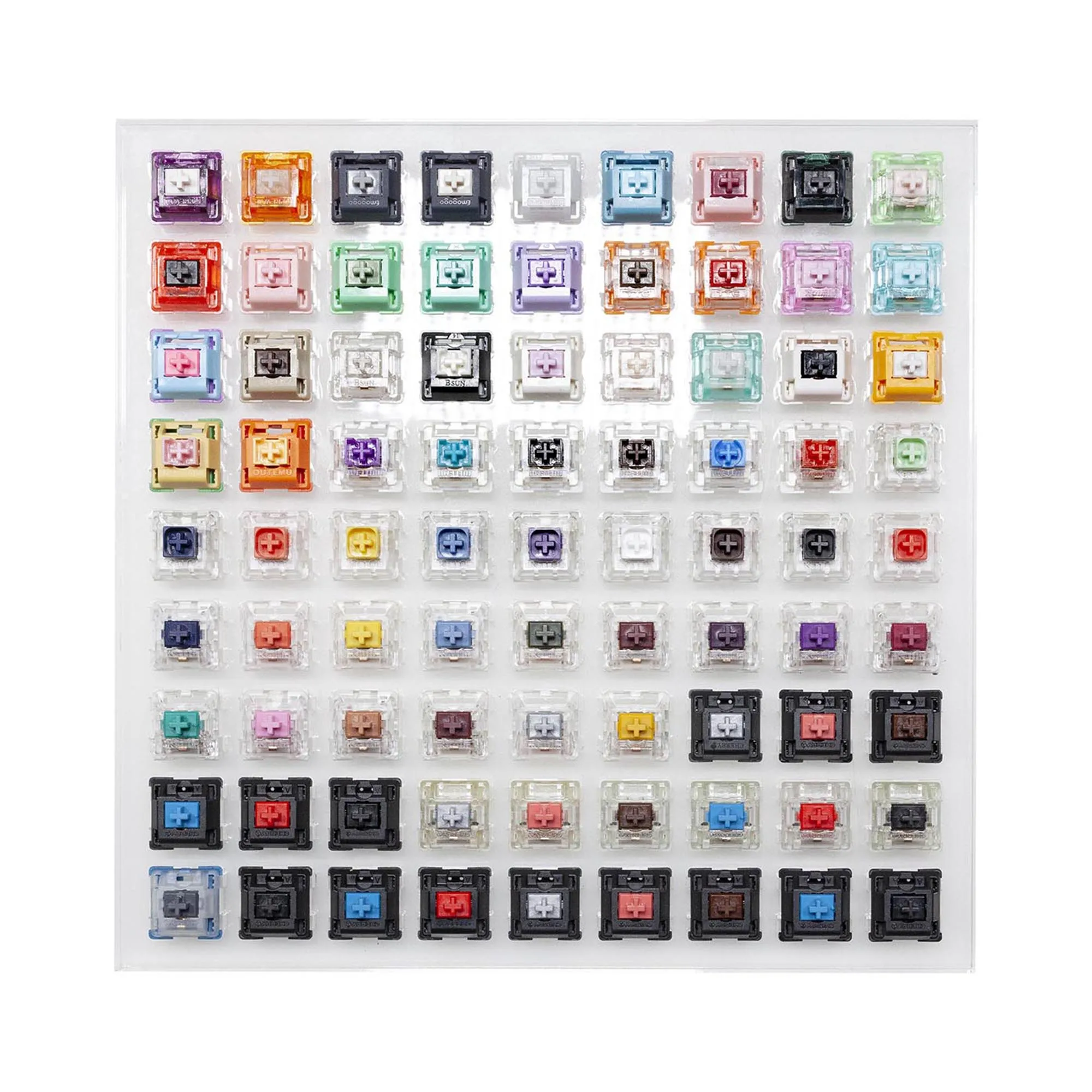 81 switch switches tester with acrylic base blank keycaps for mechanical keyboard cherry kailh gateron outemu ice greetech box