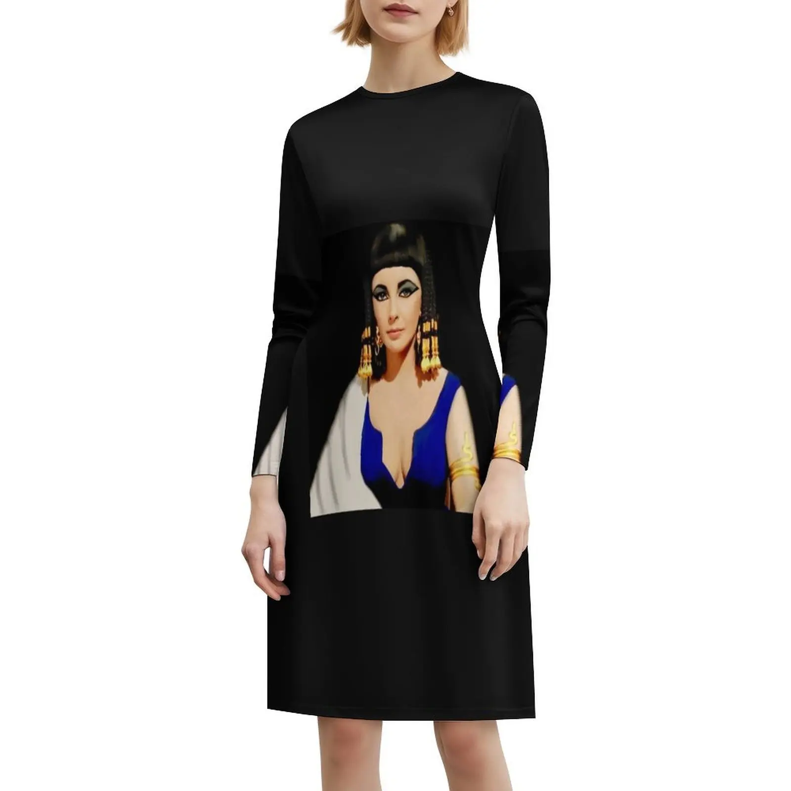 فستان Queen Of The Nile كلاسيكي T-S بوهيمي بدون أكمام للنساء مطبوع فساتين حفلات الشاطئ كليوباترا إليزابيث تايلور فرعون #6