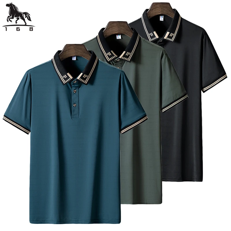 Polo shirt männer 6XL 7XL 8XL Sommer neue hohe qualität herren kurzarm polo shirt Eis seide männer business casual polo shirt 8927