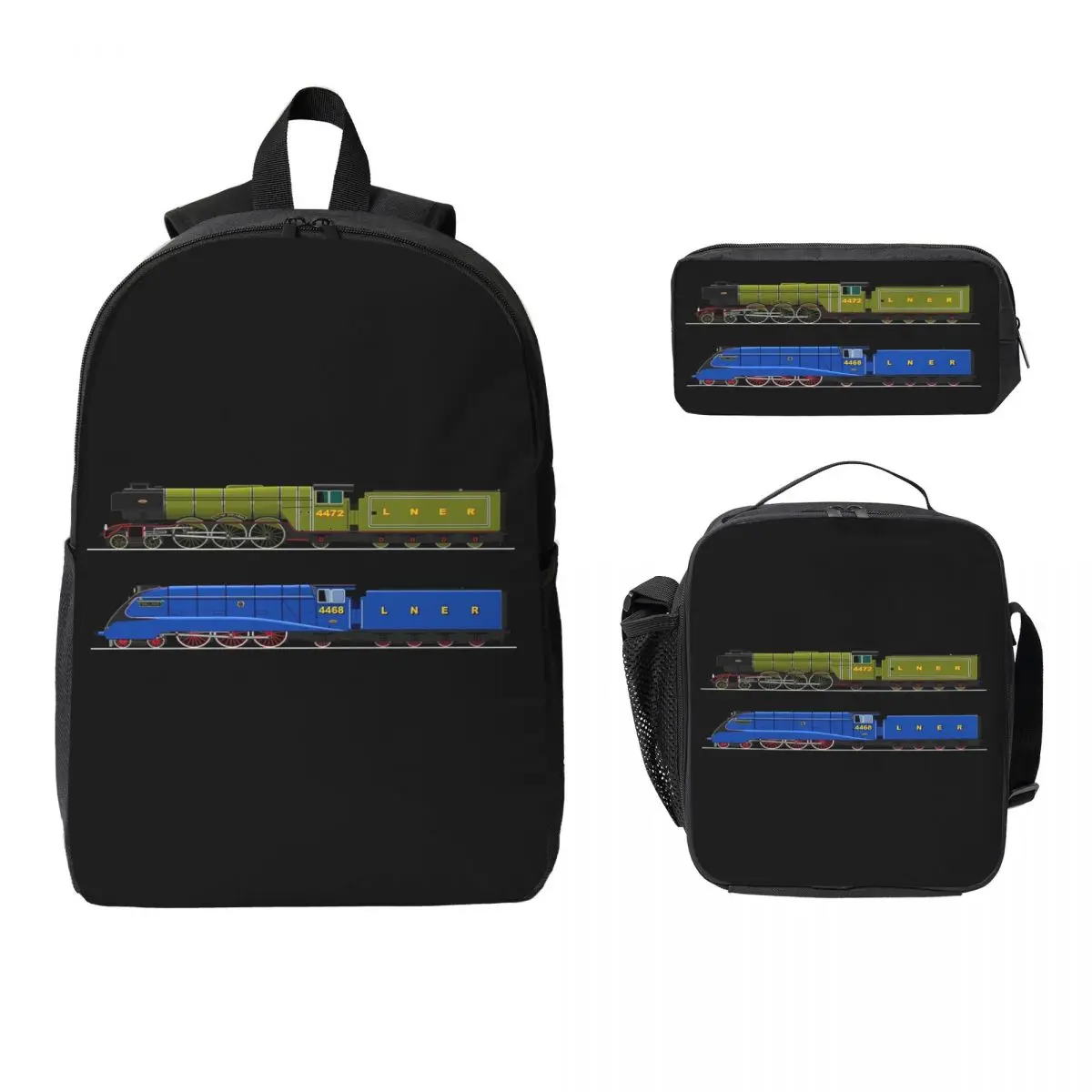 Flying Scotsman And The Mallard Backpack Boys Girls BookBag School Bag Laptop Shoulder Bags 3ps Insulated Lunch Bag Pencil Case