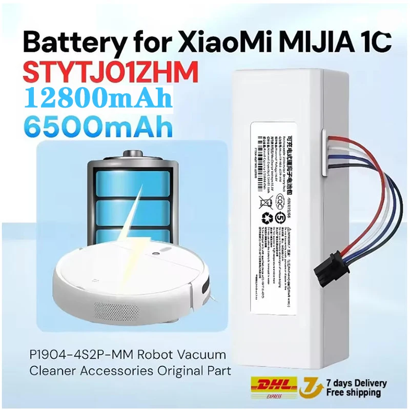 P1904-4S1P-MM 14.4V 6500mAh large capacity Battery For Xiaomi Mijia 1C STYTJ01ZHM Robot Vacuum Mop Cleaner Accessories Parts