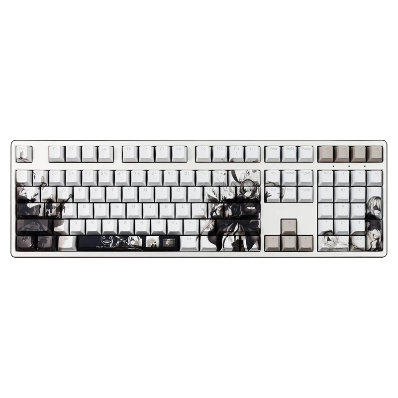 Imagem -05 - Teclas Pbt Tintura Subbed Keycaps dos Desenhos Animados Anime Gaming Key Caps Nier 2b Backlit Keycap para Ansi Layout 108