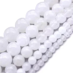 Wholesale Natural White jades Stone A+ Round Loose Beads For Jewelry Making DIY Crystal Bracelet 3/4/ 6/8/10 /12 mm Strand 15''