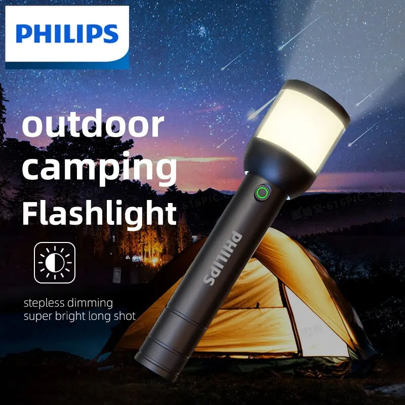 Philips Camping Lamp 2 in 1 Design Portable Flashlight 4 Lighting Modes Flashlights For Camping Self Defense Hiking