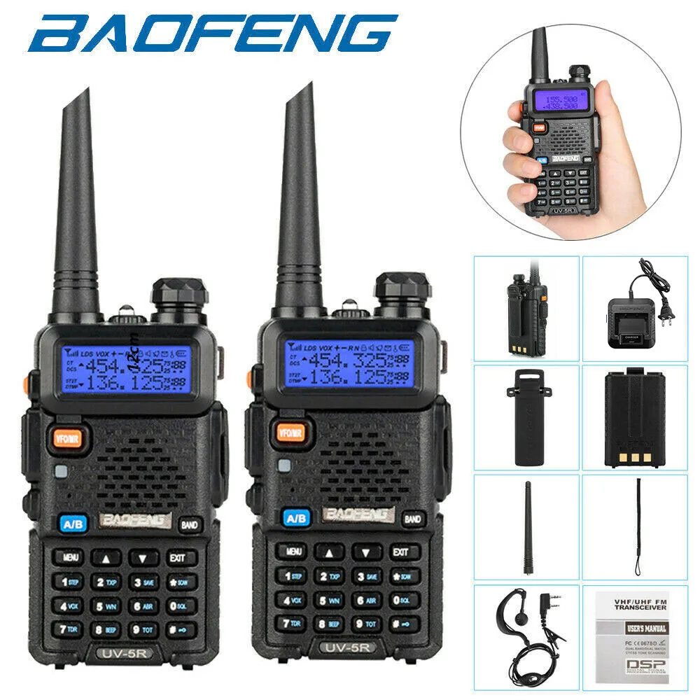 2PCS Baofeng UV-5R 136-174/420-450Mhz baofeng 5r uv Dual Band FM radio pofung walkie uv5r long range walkie talkie pair