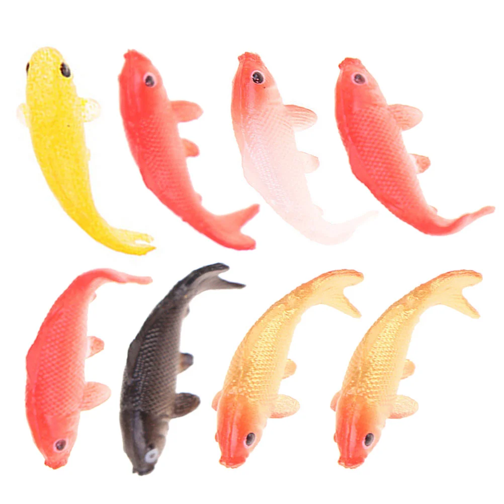 8 pezzi simulato modello Koi statua di pesce in miniatura casa delle bambole accessori per acquari decorazioni per acquari piccole scene figure di animali