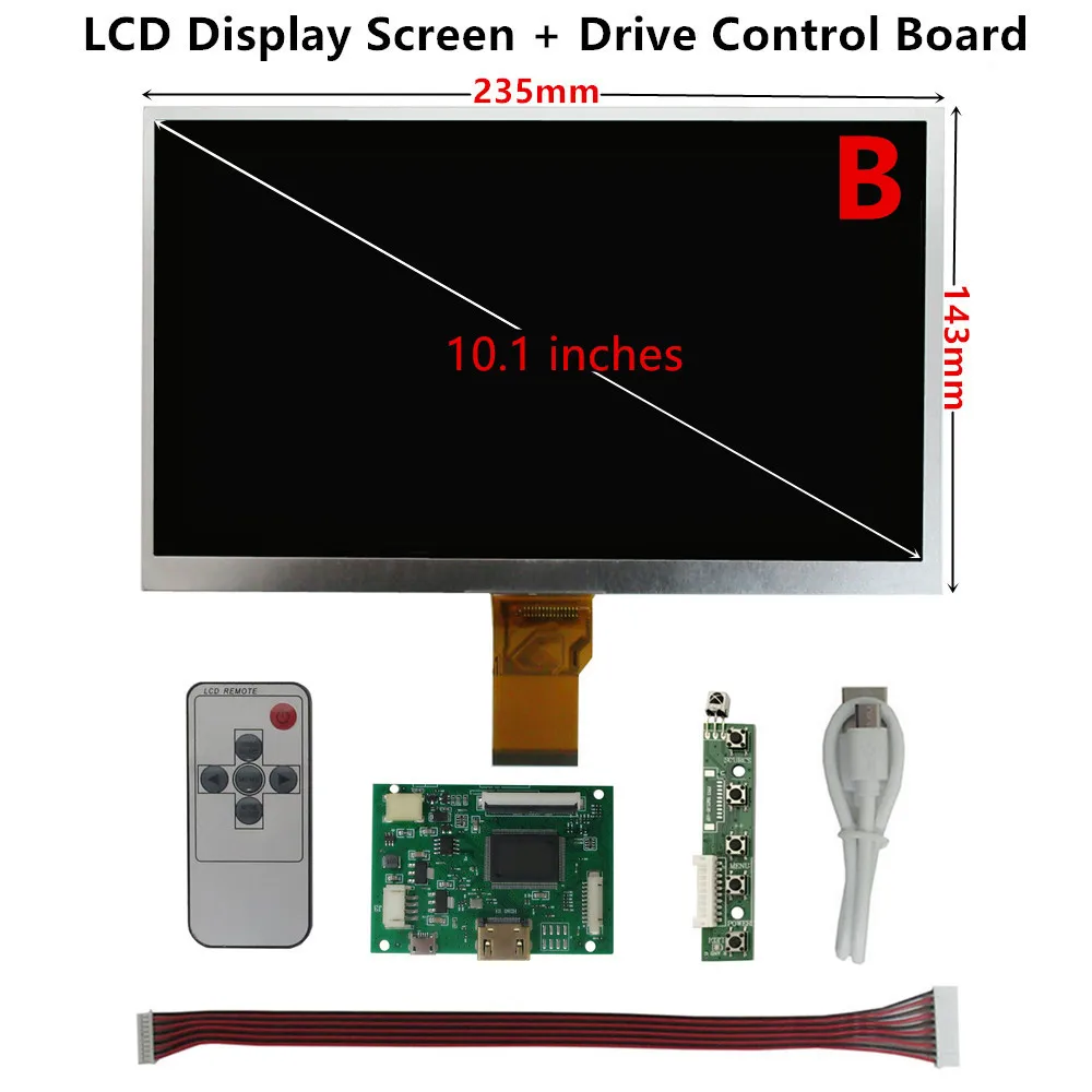 Imagem -03 - Polegada 1024*600 16:9 Tela Lcd Universal Faça Você Mesmo Placa de Controle Driver para Raspberry pi Banana pi pc Monitor Portátil 10.1