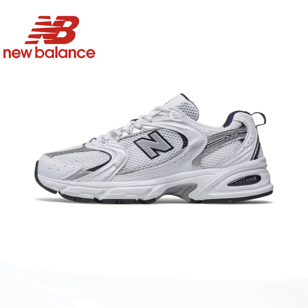 Original New Balance NB530 Classic Vintage Mesh Fabric Faux Leather Casual Men's and Women's Running Shoes White Silver MR530SG