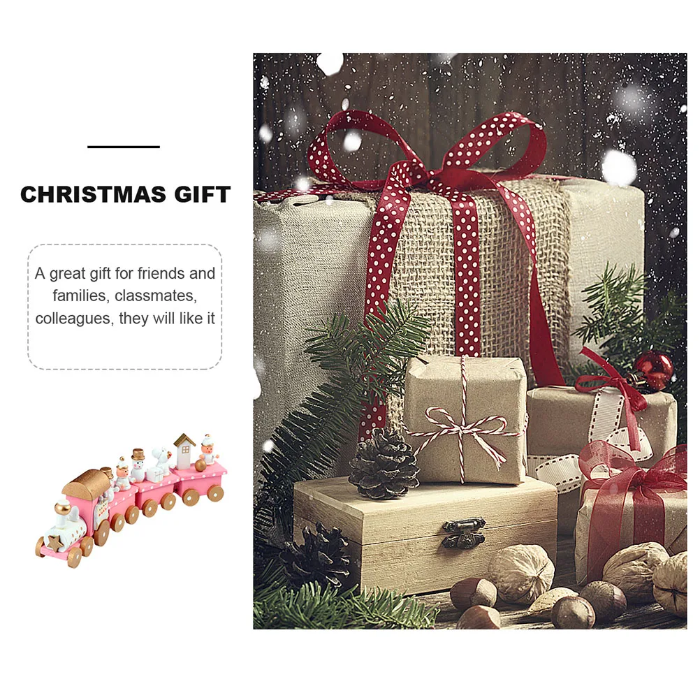 

2 Pcs Wooden Train s Ornaments Small Christmas Decor Miniature Child Decorations