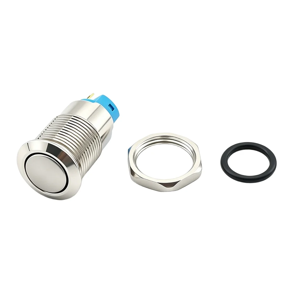 12mm Silver Metal Push Button Switch IP65 Waterproof Self Locking Type with Wire for Control System Integration