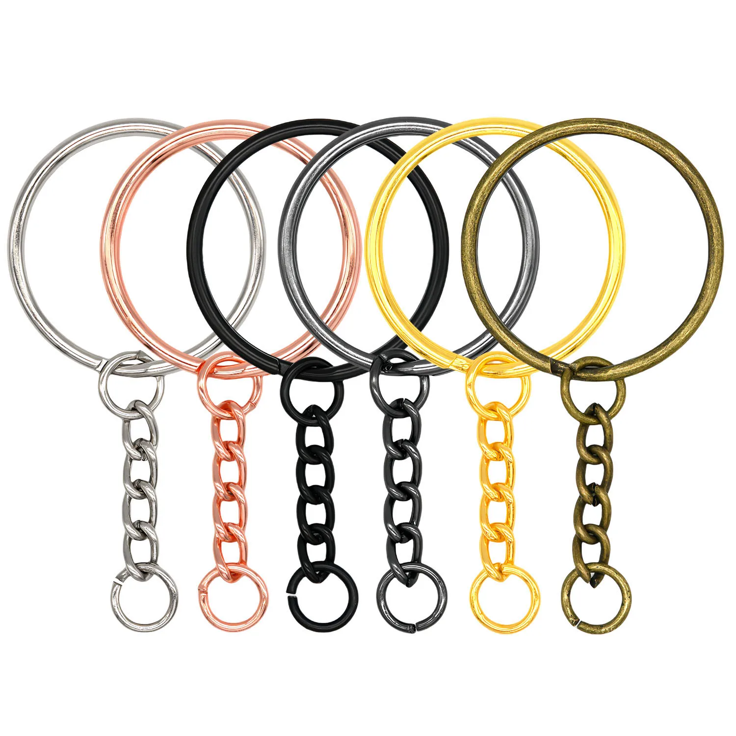 5Pcs Key Ring Key Chain Round Split Keyfob Keyrings With Jump Ring for Keychain Pendants DIY Jewelry Making Accessories