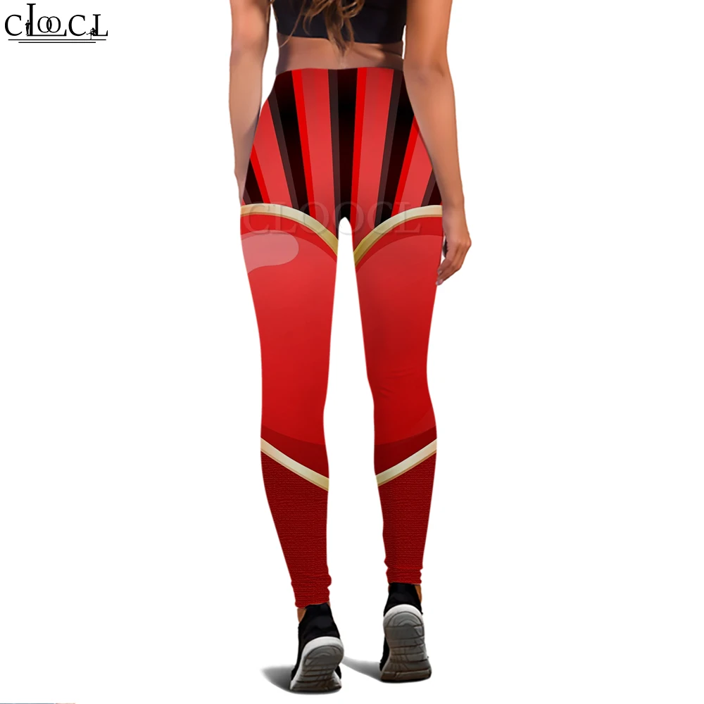 

CLOOCL Seamless Leggings for Women Heart Shape Striped Print Fitness Tight Trousers High Waist Gym Workout Leggings Ladies Gifts