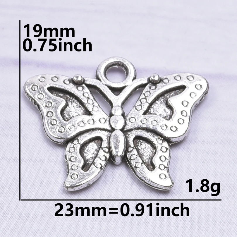 10pcs/Lot Big Hollow Out Butterfly Charms For Jewelry Making Charm Animal Pendant Silver Color DIY Necklace Vintage Accessories