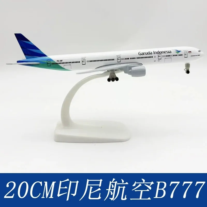 20CM Scale Aircraft Diecast Model With Wheels Air Garuda Indonesia Airways B777 Miniature Airplane Alloy Metal Display