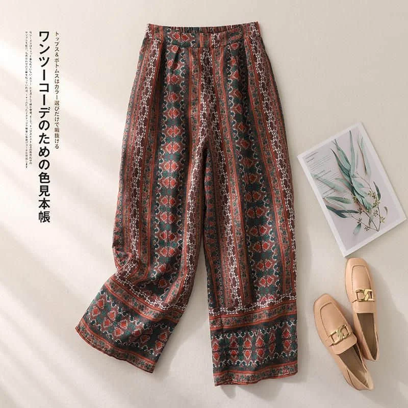 Print Pants for Women Loose Casual Minimalism Summer Sale Korean Style Basic Elastic Waist Harem Pants Streetwear Women Clothes