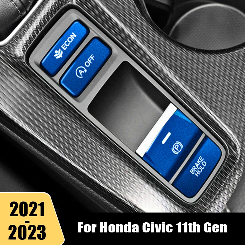 

For Honda Civic 11th Gen 2021 2022 2023 LHD Car Central Control Gear Position Handbrake Switch Button Trim Sticker Accessories