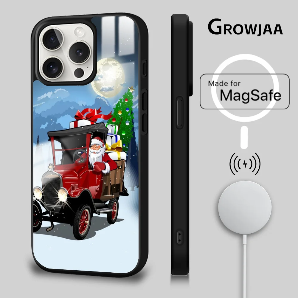 Christmas Tree Art Phone Case For iPhone 16 15 14 13 12 11 Pro Max Plus Mini Magsafe Mirror Wireless Magnetic Cover