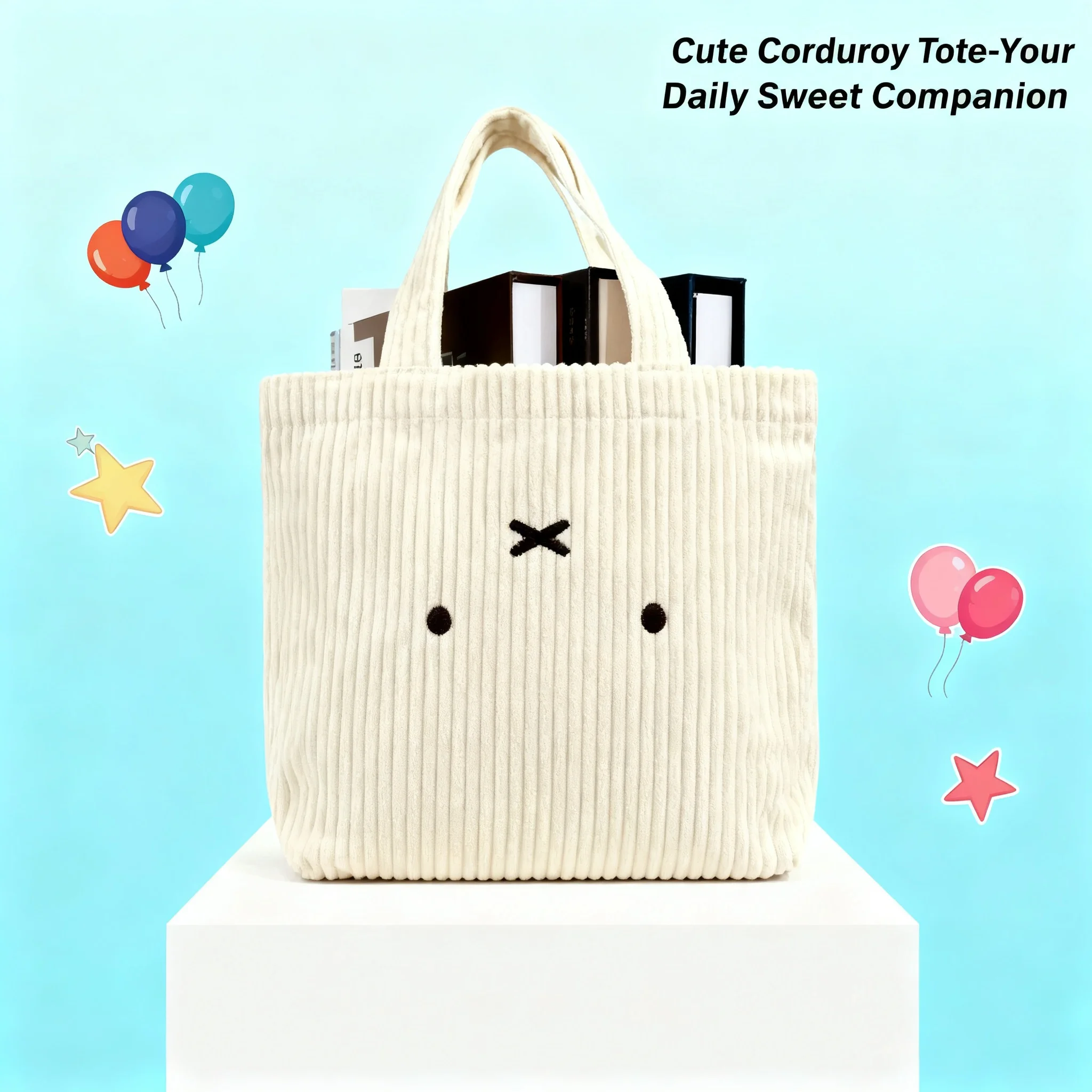

Cute Kawaii Miffy Rabbit Handbag Cartoon Corduroy Portable Multifunctional Commute Cosmetics Storage Bag Gift For Girl