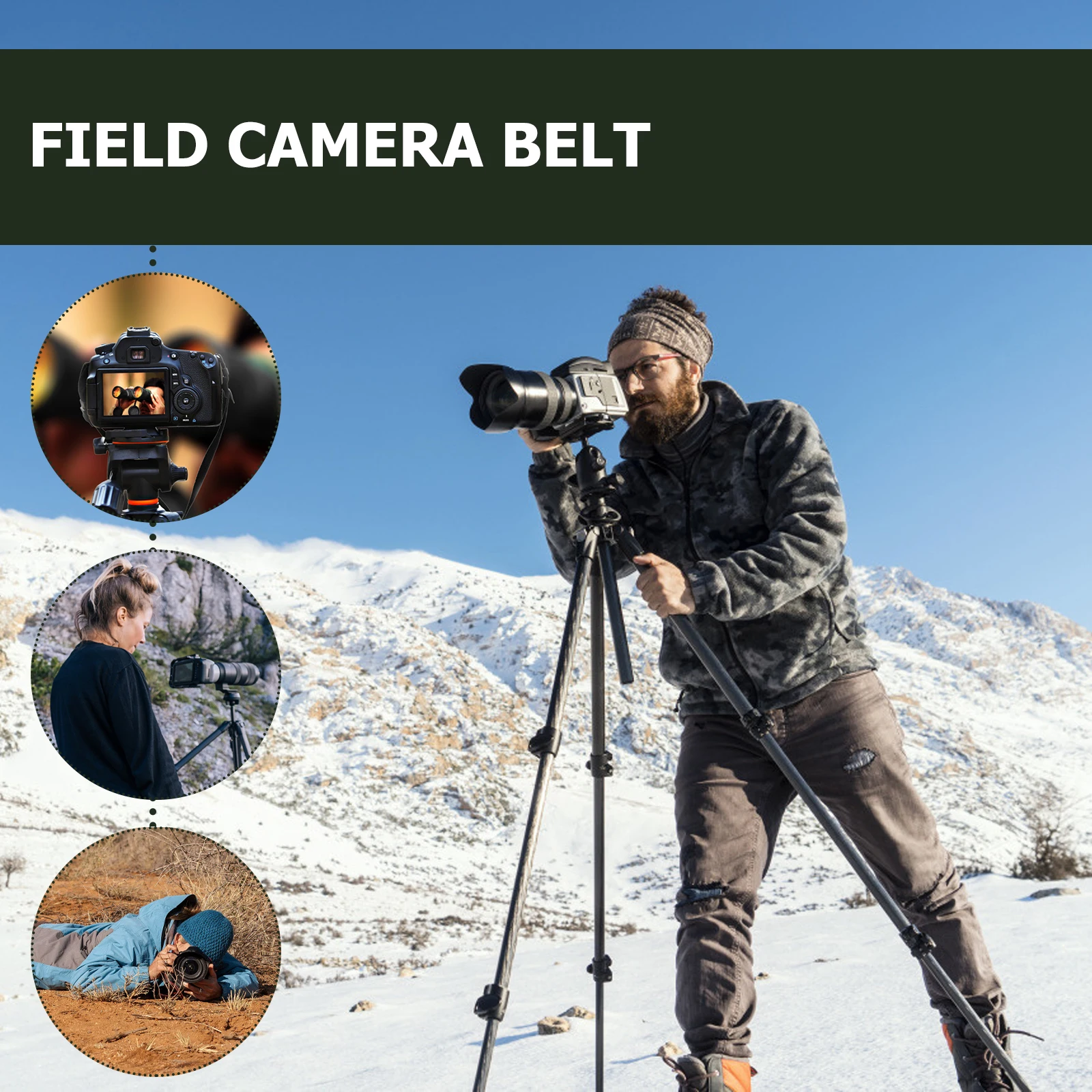 

4Pcs Army Green Camera Fixing Strap Adventure Secure Belt Outdoor Device Bundling Supplies