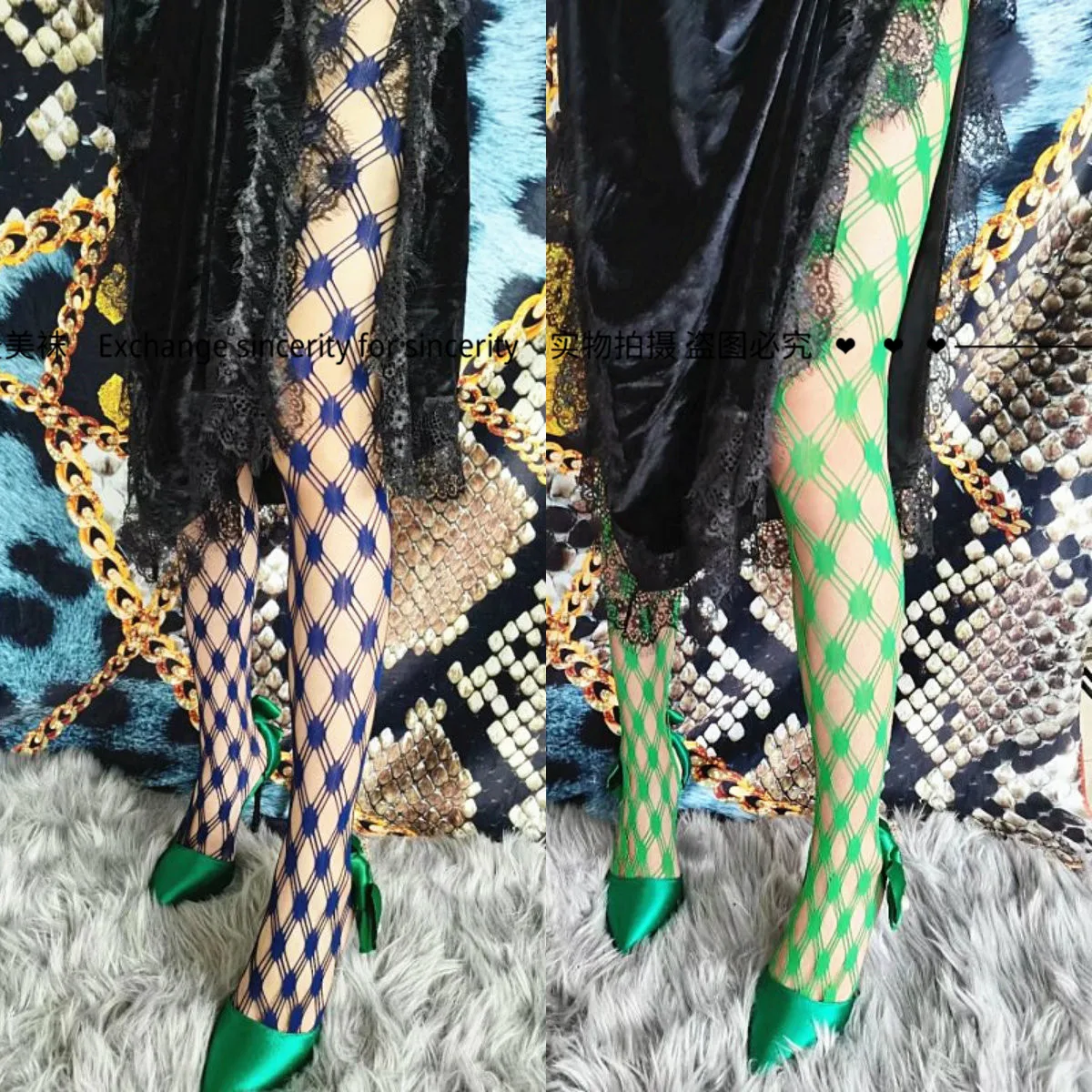 Original Color Irregular Square Hollowed Out Mesh Stockings  Plus Size Tights  Printed Tights Spider Stockings Lingerie Fishnet