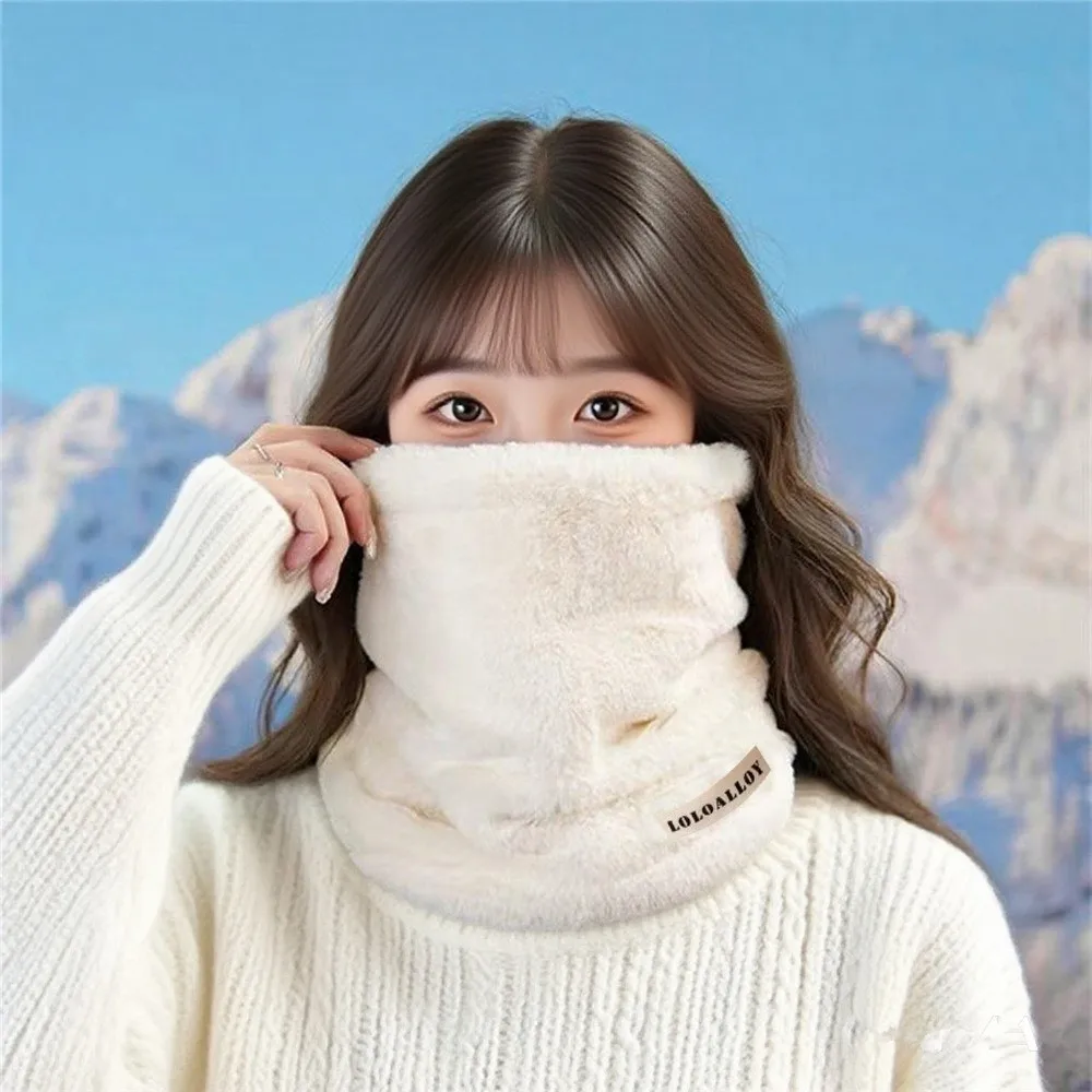 New Adjustable Warm Scarf Coral Fleece Coldproof Fake Collar Windproof Solid Color Scarves Bib Gift