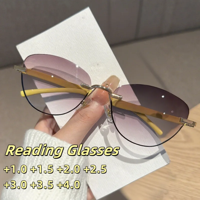 

New Solar Reading Glasses Fashion Rubber Sports Leg Trendy Triangle Cat Eye Glasses Optical Prescription Eyeglasses +1.0 TO +4.0