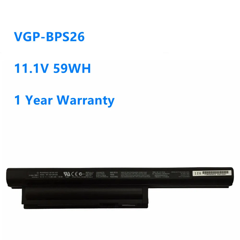 

NEW VGP-BPS26 11.1V 59WH/5300mAh Laptop Battery for SONY VAIO BPL26 BPS26 VGP-BPL26 VPCEH16EC VPCEL15EC SVE141