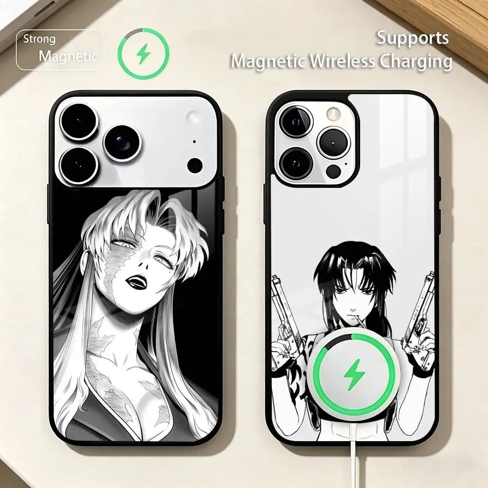 

Dark action anime B-Black Lagoon Phone Case For iPhone17,16,15,14,13,12,11 Plus,Pro Compatible with magnetic wireless charging