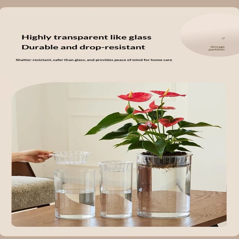 Plastic PET Transparent Hydroponic Flower Vase Eco-Friendly Clear Water Cultivation Plant Holder Home Garden Decor