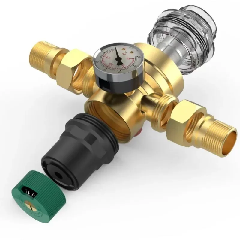 1pcs Adjustable Water Pressure Reducing Valve with Pressure Gauge Water Pressure Regulator Valve DN15/DN20