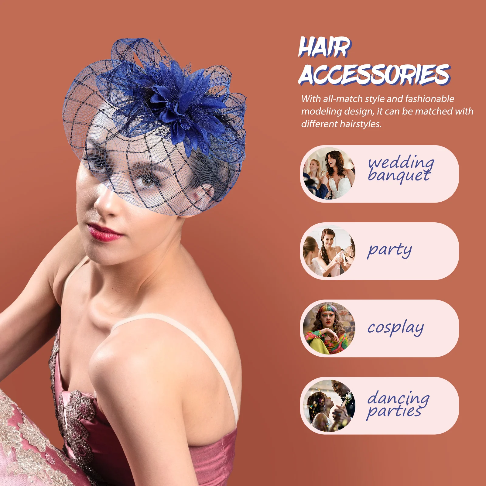 

Plume Gauze Fascinator Mini Top Hat Bridal Hair Clip Elegant Hair Clamp For Party Prom Tea Ceremonies Banquet Decorations