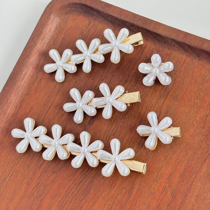 

5 шт., белые заколки для волос с искусственным жемчугом и цветами для женщин и девочек, заколки для волос, аксессуары для волос, заколки для волос, головной убор, головные уборы