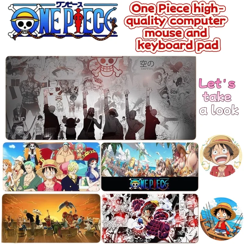 

One Piece Mouse Pad Extra Large Anime Luffy Dragon Empress Ace Game Keyboard Thick Lock Edge Computer Desk Pad
