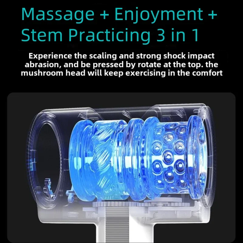 ذكر جهاز استمناء التلقائي تلسكوبي الدورية الحقيقية الفم المهبل معدات الاستمتاع واللعب الجنسي للرجال اللسان آلة تهتز #6