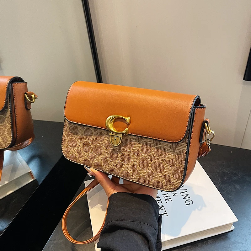 

Стеганая сумка через плечо с ромбовидной вышивкой 2025, роскошная кожаная сумка через плечо с магнитной застежкой