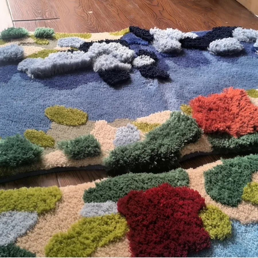 Floor mat art three-dimensional round carpet living room cream forest thickened household bedroom bedside blanket
