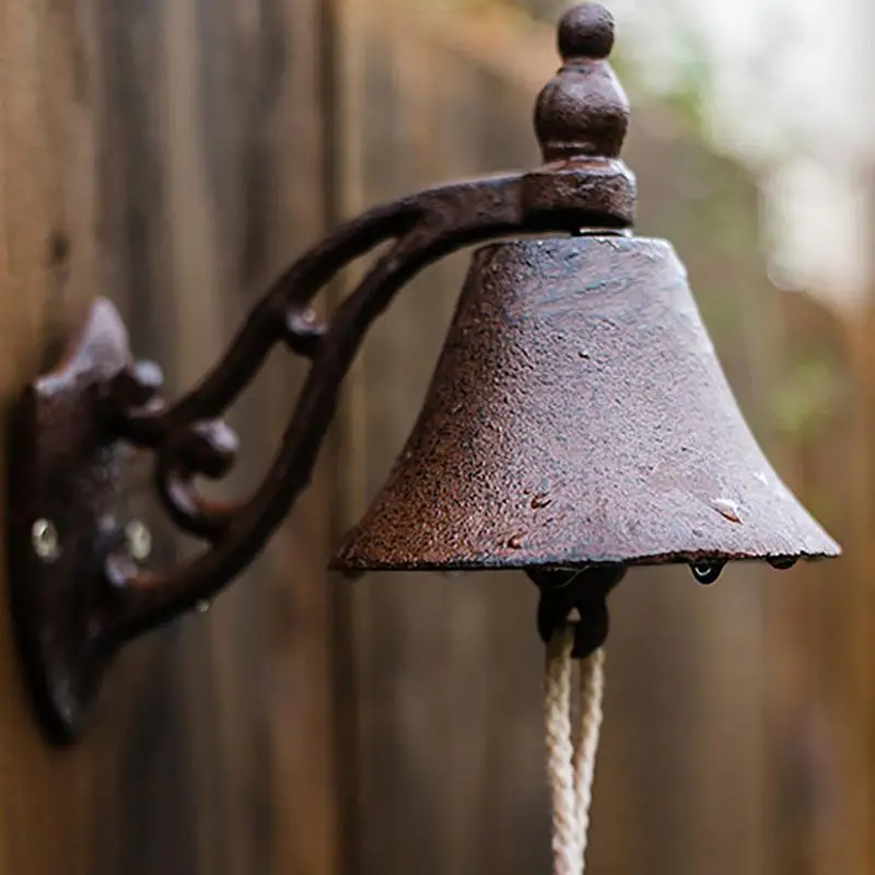 Винтажный дверной звонок, сверхмощный чугунный настенный дверной звонок в стиле ретро, деревенский ручной встряхивающий ужин, декор для дома и сада
