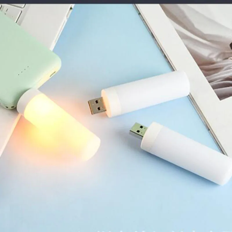 LED Flame Effect Fire Light Bulbs USB Base DC 5V Book Lamp for Power Bank Camping Lighting for home Christmas birthday party