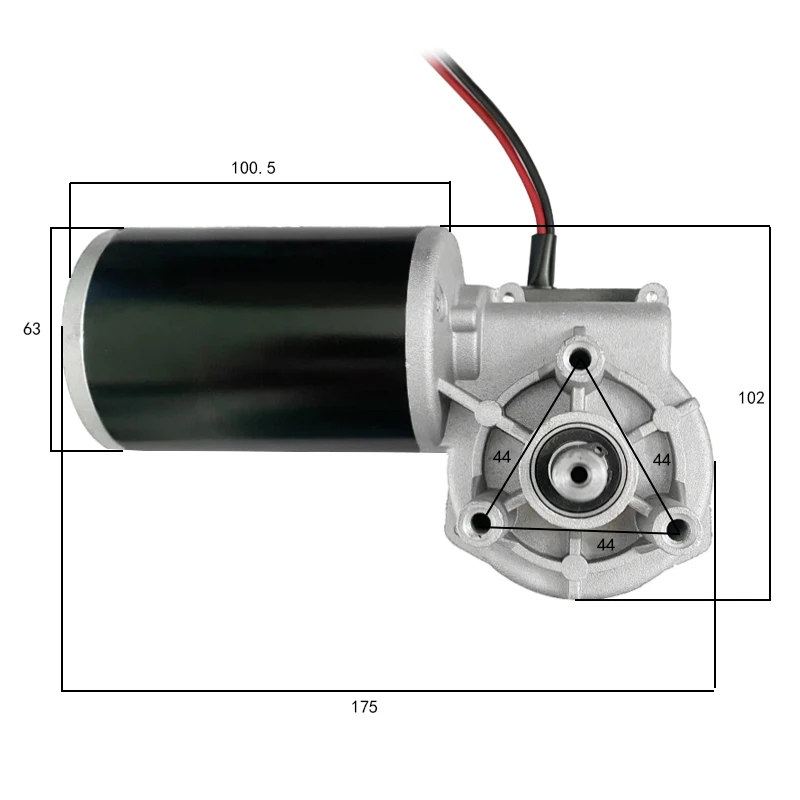 High Torque 100W 200W  High Torque 12V 24V Worm Gear Permanent Magnet Brushed Electrical DC Motor