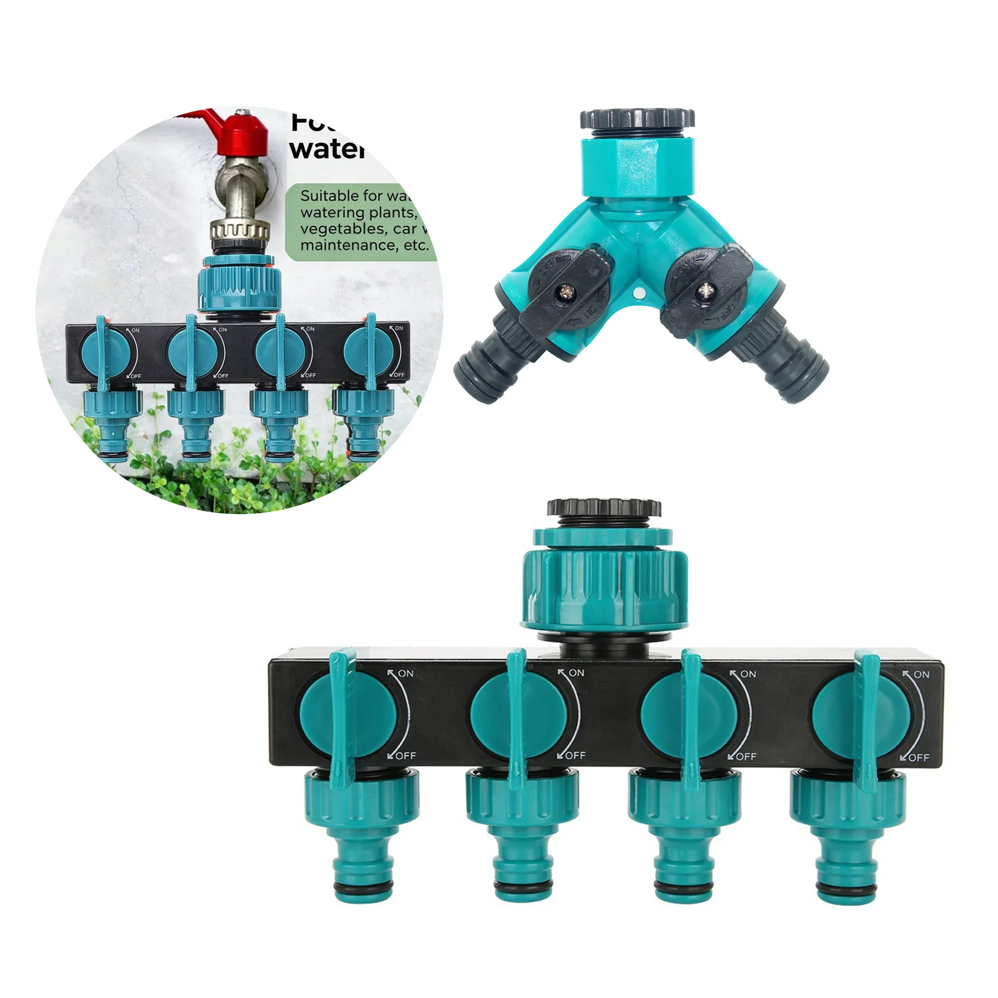 Faucet Connector Garden Accessories Water Distributor 4 Way Watering Supplies Irrigation Fittings Tool Hose Splitter System Home