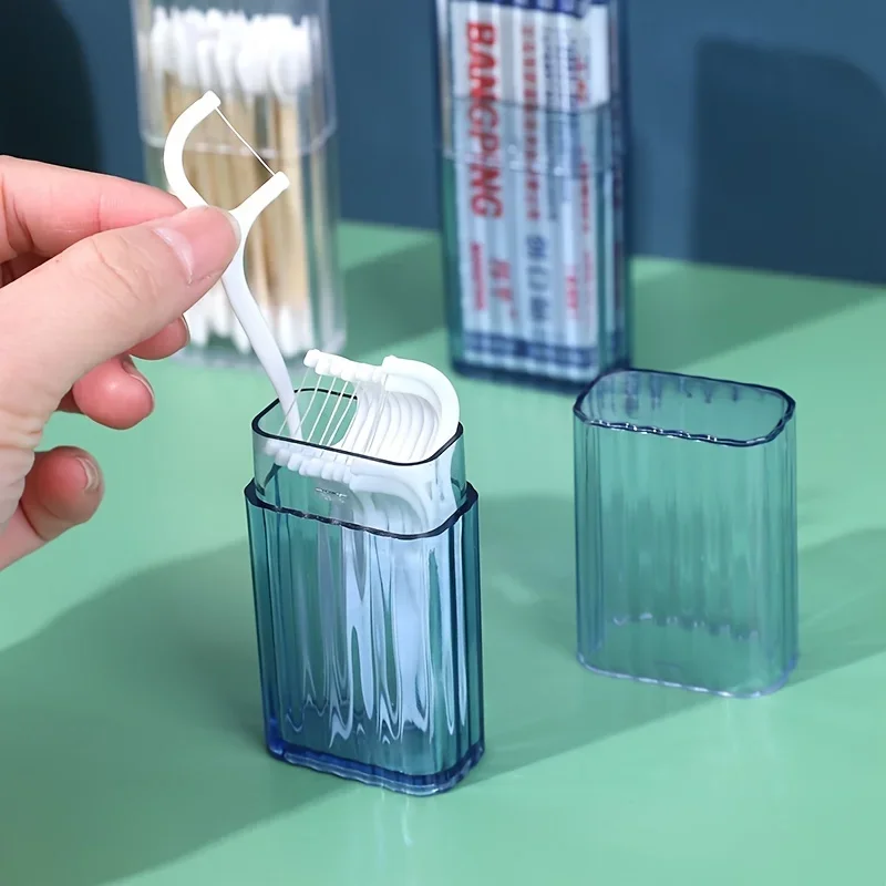 1/2pc Portable Transparent Storage Box, Practical Toothpick Cotton Swab Case for Travel or Business Trip