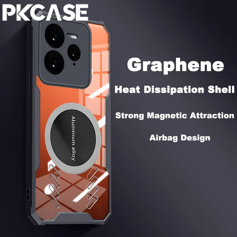 Чехол для телефона PKCASE с рассеиванием тепла для OPPO Realme 12 11 Pro Plus GT 7 6 6T 5 Pro Neo 7 Turbo 6 SE 5, магнитный прозрачный чехол Чехол для телефона PKCASE с рассеиванием тепла для OPPO Realme 12 11 Pro Plus GT 7 6 6T 5 Pro Neo 7 Turbo 6 SE 5, магнитный прозрачный чехол